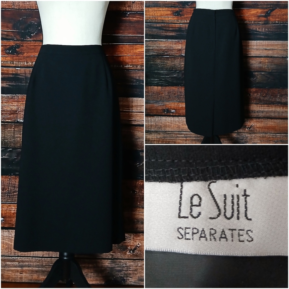 Le Suit Skirt Plus Size 18W Black Lined Zip Back